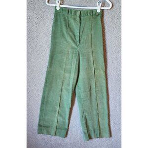 Vtg 70s College Town Women's Flared Leg High Rise Pants Green Corduroy Sz 24x29